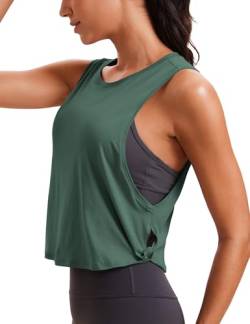 CRZ YOGA Damen Sport Tank Top Ärmelloses Leichte Fitness Crop Top Sommer Yoga Shirt Lässig Oberteile Sporttop Graphitgrün 40 von CRZ YOGA