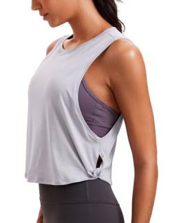 CRZ YOGA Damen Sport Tank Top Ärmelloses Leichte Fitness Crop Top Sommer Yoga Shirt Lässig Oberteile Sporttop Graue Iris 42 von CRZ YOGA