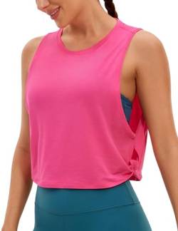 CRZ YOGA Damen Sport Tank Top Ärmelloses Leichte Fitness Crop Top Sommer Yoga Shirt Lässig Oberteile Sporttop Schallrosa 40 von CRZ YOGA