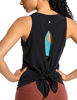 CRZ YOGA Damen Sport Tank Top Backless Ärmelloses Yoga Tshirt Sommer Leichte Fitness Oberteile Tops Schwarz 42 von CRZ YOGA