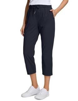 CRZ YOGA Damen Workout Sporthose Casual Freizeithose Jogger Hose Elastische Trainingshose mit Taschen - 58.4cm Marine 40 von CRZ YOGA