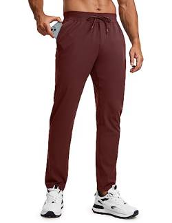 CRZ YOGA Herren Leicht Joggerhose Slim Fit Casual Jogger Sporthose Freizeithose Trainingshose mit Taschen - 76cm Dunkelrot L von CRZ YOGA