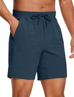 CRZ YOGA Herren Sports Shorts Schnelltrocknend Fitness Kurz Hose Laufshorts mit Taschen - 18/23cm Dunkelviolett blau M von CRZ YOGA