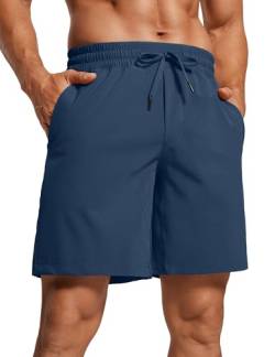 CRZ YOGA Herren Sports Shorts Schnelltrocknend Fitness Kurz Hose Laufshorts mit Taschen - 18/23cm Elektrisches Blau L von CRZ YOGA