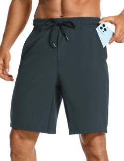 CRZ YOGA Herren Sports Shorts Schnelltrocknend Fitness Kurz Hose Laufshorts mit Taschen - 18/23cm Melanit L von CRZ YOGA