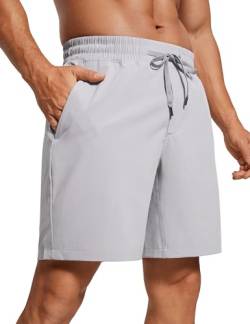 CRZ YOGA Herren Sports Shorts Schnelltrocknend Fitness Kurz Hose Laufshorts mit Taschen - 18/23cm Möwe Grau M von CRZ YOGA