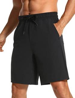 CRZ YOGA Herren Sports Shorts Schnelltrocknend Fitness Kurz Hose Laufshorts mit Taschen - 18/23cm Schwarz XL von CRZ YOGA