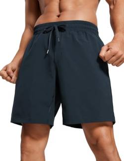 CRZ YOGA Herren Sports Shorts Schnelltrocknend Fitness Kurz Hose Laufshorts mit Taschen - 18cm Echte Marine XXL von CRZ YOGA