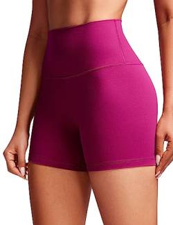 CRZ YOGA Womens Kurze Sporthose Laufshorts Sommer Radlerhose High Waist Yoga Fitness Shorts - ButterLuxe - 10cm Magenta Violett 38 von CRZ YOGA