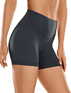 CRZ YOGA Womens Kurze Sporthose Laufshorts Sommer Radlerhose High Waist Yoga Fitness Shorts - ButterLuxe - 10cm Melanit 38 von CRZ YOGA