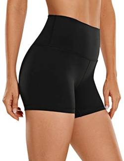 CRZ YOGA Womens Kurze Sporthose Laufshorts Sommer Radlerhose High Waist Yoga Fitness Shorts - ButterLuxe - 10cm Schwarz 40 von CRZ YOGA