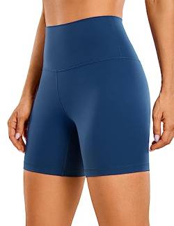 CRZ YOGA Womens Kurze Sporthose Laufshorts Sommer Radlerhose High Waist Yoga Fitness Shorts - ButterLuxe - 15cm FRANZÖSISCHE Marine 38 von CRZ YOGA