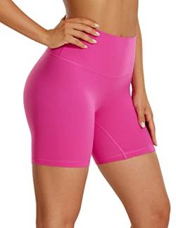 CRZ YOGA Womens Kurze Sporthose Laufshorts Sommer Radlerhose High Waist Yoga Fitness Shorts - ButterLuxe - 15cm Hibiskus-Purpur 40 von CRZ YOGA