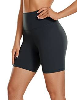 CRZ YOGA Womens Kurze Sporthose Laufshorts Sommer Radlerhose High Waist Yoga Fitness Shorts - ButterLuxe - 15cm Melanit 36 von CRZ YOGA