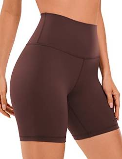 CRZ YOGA Womens Kurze Sporthose Laufshorts Sommer Radlerhose High Waist Yoga Fitness Shorts - ButterLuxe - 15cm Taupe 42 von CRZ YOGA