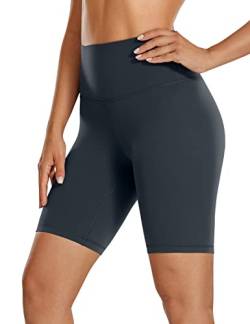 CRZ YOGA Womens Kurze Sporthose Laufshorts Sommer Radlerhose High Waist Yoga Fitness Shorts - ButterLuxe - 20cm Echte Marine 44 von CRZ YOGA