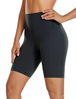 CRZ YOGA Womens Kurze Sporthose Laufshorts Sommer Radlerhose High Waist Yoga Fitness Shorts - ButterLuxe - 20cm Melanit 42 von CRZ YOGA