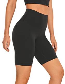 CRZ YOGA Womens Kurze Sporthose Laufshorts Sommer Radlerhose High Waist Yoga Fitness Shorts - ButterLuxe - 20cm Schwarz 36 von CRZ YOGA