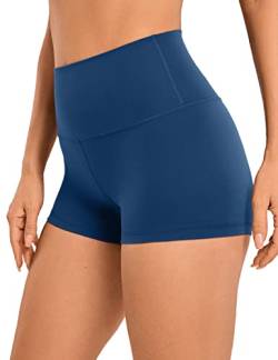 CRZ YOGA Womens Kurze Sporthose Laufshorts Sommer Radlerhose High Waist Yoga Fitness Shorts - ButterLuxe - 6.3/10/15/20/25cm FRANZÖSISCHE Marine 40 von CRZ YOGA