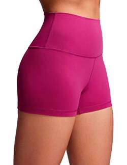 CRZ YOGA Womens Kurze Sporthose Laufshorts Sommer Radlerhose High Waist Yoga Fitness Shorts - ButterLuxe - 6.3/10/15/20/25cm Magenta Violett 40 von CRZ YOGA