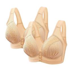 2er Pack Try Shape BH Sexy Ohne Bügel BH Atmungsaktiv Bustier Damen Entgiftungs BH mit Gepolstert Frauen Bralette Lift Up BH mit Vorderverschluss Minimizer BH Sport BHS für Damen Beige 90B von CSHE