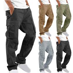 CSHE Herren Hose Lang Rangerhose Herren Hose Lang Regular Fit mit 6 Taschen Elastischer Bund Cargohose Herren Vintage Jogginghose Vielseitige TraninigshoseBadehose Herren Eng von CSHE