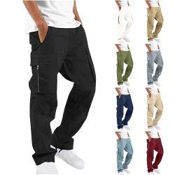 CSHE Herren Outdoorhose Einfarbige Vielseitige Traninigshose Leicht Lockere Rangerhose Viele Taschen Atmungsaktiv Rangerhose Lässig Kampfhose Vielseitige Trekkinghose Sporthosen für Jungen Männer von CSHE