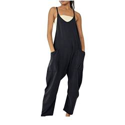 CSHE Klassisch Jumpsuit Damen Einfarbig Latzhose mit Taschen Atmungsaktiv Damen Playsuit Eleganter Kurz Latzhose Leicht Hosenanzüge Für Frauen (Mehrere Farben Verfügbar) von CSHE