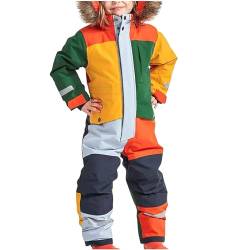 Schneeanzug Kinder Jungen Skianzug Einteilige Thermo Skioverall Winter Warm Schneeoverall Wasserdicht Winddicht Winteranzug mit Abnehmbarer Kapuze Matschanzug Outdoor Softshellanzug Jumpsuit Boys von CSHE