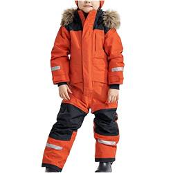 Schneeanzug Kinder Jungen Skianzug Einteilige Thermo Skioverall Winter Warm Schneeoverall Wasserdicht Winddicht Winteranzug mit Abnehmbarer Kapuze Matschanzug Outdoor Softshellanzug Jumpsuit Boys von CSHE