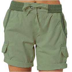 Angebote Tages Blitzangebote Heute - Cargohose Damen Sommer High Waist Kurze Cargo Hosen Frauen Straight Bermuda Shorts Cargo Shorts Wanderhose Sportshort Arbeitshose Kurz Sweathose, Armeegrün, S von CSKJ