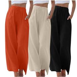 Bauchweg Unterhose Damen Damen Pant Lange Haremshose Schlupfhose Boho Strandhose Freizeithose Loose Sommerhose Frauen Hose mit Taschen Straight Bein Hose Sommerhose Stoffhose Jogginghose Yogahose von CSKJ