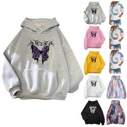 Bluse Damen Langarm - Damen Batik Hoodie Bedrucken Pullover Kawaii Kapuzenpullover Farbverlauf Oberteil Hoodie Sweatshirt Bluse Sweater Pulloverkleid Hoodies Blusen Pulli Kuschelpullover, Grau, L von CSKJ