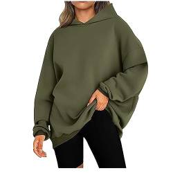 CSKJ Amazon Warehouse Deal - Damen Oversized Hoodies Sweatshirts Langarm Einfarbig Pullover Winter Kapuzenjacke Hoodies Übergangsjacke Kapuzenpullover Outdoorjacke Plüschjacke, armeegrün, L von CSKJ