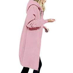 CSKJ Blanket Hoodie - Sweatjacke Damen Mit Kapuze Damen Herbst Winter Outing Stil Frauen Dating Elegante Hoodies Sweatshirt Langen Mantel Jacke Tops Outwear Hoodie Outwear Kapuzenpullover, Rosa, XXL von CSKJ