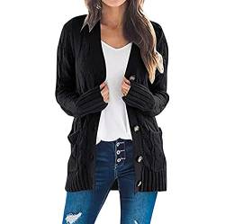 CSKJ Damen Cardigan Langarm Strickjacke Herbst Winter Casual Strickcardigan Open Front Sweater mit Knopf S-XXL von CSKJ