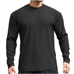 CSKJ Herren Basic Langarmshirts Crewneck Sweatshirt Lockere Trainieren Zur Seite Fahren Casual Workout Pullover Shirt Tops von CSKJ