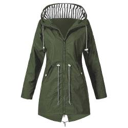 CSKJ Parka - Damen Outdoorjacken Wasserdichter Regenjacke Regenmantel Mit Kapuze Windproof Jacke Windbreaker üBergangsjacke Outdoorjacke Wetterschutz Funktionsjacke wasserdichte, Armeegrün, M von CSKJ