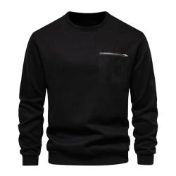 CSKJ Pulli Herren mit Brusttaschen Ohne Kapuze Sweatshirt Rundhals Sweater Pullover Frühling Sweatjacke Winter Sport Arbeitspullover Männer Outdoor von CSKJ