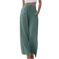 Damen Hose Leinenhose Baumwolle Leinen Stoffhose Freizeithose Sommerhose Pumphose Yogahose Casual Einfarbig Hippie High Waist Hose Stretch mit Taschen Kleidung Sommer Hosen Schwarze Hose Damen von CSKJ