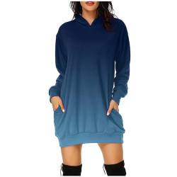 Festival Damen Hoodie Winter Langarm Baumwolle Sweatshirts Casual Mantel Outwear Kapuzenpullover mit Taschen, Marineblau, M von CSKJ