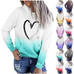 Halloween Pullover Damen - Damen Batik Hoodie Bedrucken Pullover Kawaii Kapuzenpullover Farbverlauf Oberteil Hoodie Sweatshirt Bluse Sweater Hoodies Pulli Kuschelpullover, Himmelblau, M von CSKJ