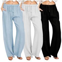 Leggins 3/4 Damen Damen Pant Lange Haremshose Schlupfhose Boho Strandhose Leicht Freizeithose Loose Sommerhose Frauen Hose mit Taschen Straight Bein Hose Sommerhose Stoffhose Jogginghose Yogahose von CSKJ