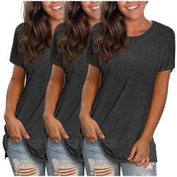 Sommer Tshirt Damen T-Shirt Basic Bedrucken Rundhalsausschnitt Oberteile Baumwolle Casual Damen Kurzarm Bluse Tops Elegant Sportshirt von CSKJ