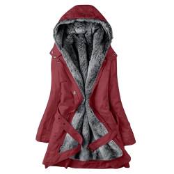 Steppjacke Damen Warmer Lang Winterjacke Gefüttert Fleece Daunenjacke Baumwolle Elegant Pufferjacke Langarm Casual Fleecejacke mit Kapuze Wintermantel Winter Outdoor Trachtenjacke von CSKJ