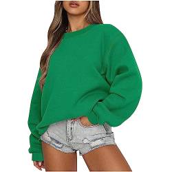 Strickpullover Damen - Damen Pullover Langarm Grosse Grössen Hip Hop Tops Rundhals Sweatshirt Ohne Kapuze Teenager Mädchen Vintage Langarmshirt Oberteile Y2k Top Winter Herbst Pulli, Grün, XXL von CSKJ