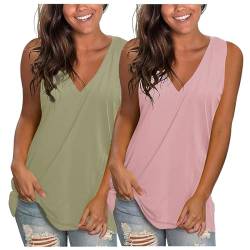 Tank Top Damen Tops Sommer Cami V-Ausschnitt Ärmellose Camisole Chiffon Blusentop Casual Tank Bluse Shirt von CSKJ