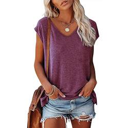 Tshirt Damen Plain Drucken Bluse Kurzarm Rundhalsausschnitt T-Shirt Locker Frauen Oberteile Sommer Alltag Crop Top Sport T-Shirts Teenager Mädchen Kleidung Y2k Sommerkleidung Damen von CSKJ