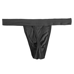 CSMARTE Herren Low Rise Mesh Slips String Sexy Tanga Unterwäsche Attraktiv T-Back Thong (1 Black, L) von CSMARTE