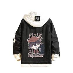 CSOCKS Bungo Stray Dogs Jacke Hoodie Niedliche Anime-Figuren Dazai Osamu Nakajima Atsushi Jeansjacke mit Kapuze Männer Frauen Mode Lässiger Jeansmantel von CSOCKS